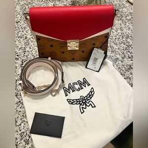 MCM Patricia Medium Shoulder Bag Cognac - Red - Brand New with Tags + Dust Bag